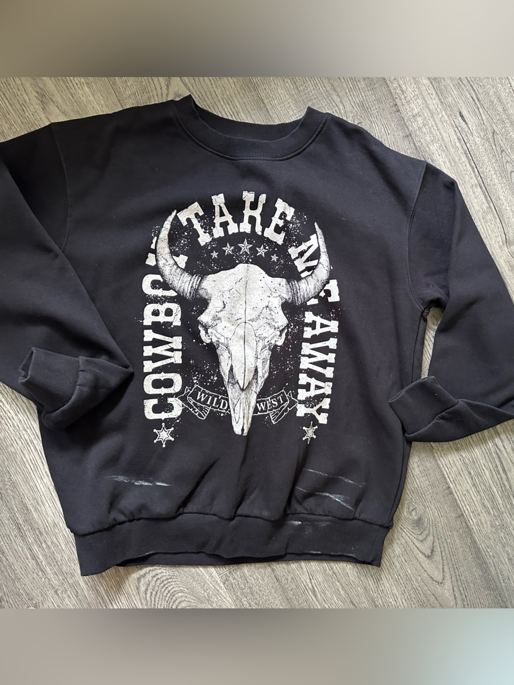 Black Cowboy Graphic Sweatshirt - Take Me Away Skull